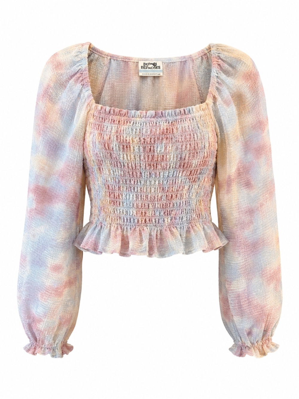 Future Collective Women's Watercolor Geometric Smocked Blouse Size Large